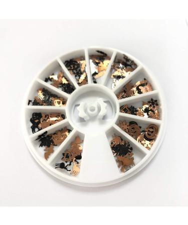 1box Mermaid Crown muse Butterfly Diamond Christmas Design Nail Art Decoration Rhinestone Black Gold Metal Slice Decals Sticker Tips Nail Accessory (Black&Champagne) - Buy Online on GoSupps.com