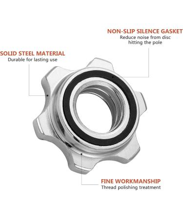 Imikeya 2-Piece Screw Cap for Standard Dumbbell Bars - Non-Slip Spinlock Closures 25mm Diameter - Weight Lifting Accessories - Silver - Buy Online on GoSupps.com