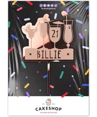 Cakeshop Cake Decoration Pack | Birthday Cocktails Premium 3mm Mirror Acrylic Plastic Cake Topper Sign & 25g Party Pack of Cake Sugar Sprinkles | Custom Name & Age Cake Decoration (Rose Gold) Non-Prime Mirror Acrylic: Rose Gold - Buy Online on GoSupps.com