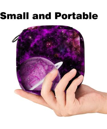 Menstruation Pad Bag with Zipper | Stylish Women's Napkin & Tampon Collection Bag | Space Planet Galaxy Design - Buy Online on GoSupps.com