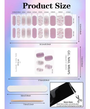 TOROKOM Semi Cured Gel Nail Strips - 20PCS Self-Adhesive Full Nail Wraps in Purple Aura | DIY Manicure Kit with Nail File & Wooden Stick - Buy Online on GoSupps.com
