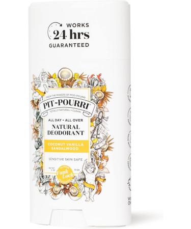 Pit-Pourri All Day-All Over Natural Deodorant Coconut Vanilla and Sandalwood - 2 Oz (Pack of 2) Coconut 2 Ounce (Pack of 2) - Buy Online on GoSupps.com