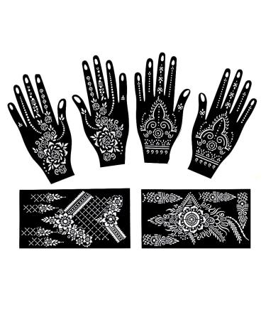 QSTOHENA 12 Sheets Large Henna Tattoo Stencils Kit - Reusable Self Adhesive Templates for Hand, Body Paint - Indian Arabian Designs for Women and Girls - Buy Online on GoSupps.com
