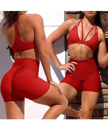 Women's Butt Lifting High Waist Yoga Pants | Tummy Control Bubble Hip Lift Sport Tights | X-Large Red - Buy Online on GoSupps.com