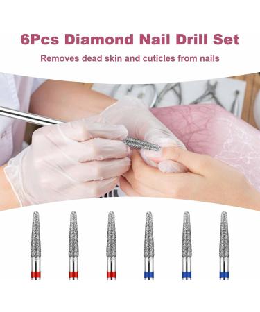 Lusofie 6 Pcs Diamond Carbide Cuticle Drill Bits Set for Professional Nail Care - 3/32 Cuticle Remover and Dead Skin Cleaner Tool - Buy Online on GoSupps.com