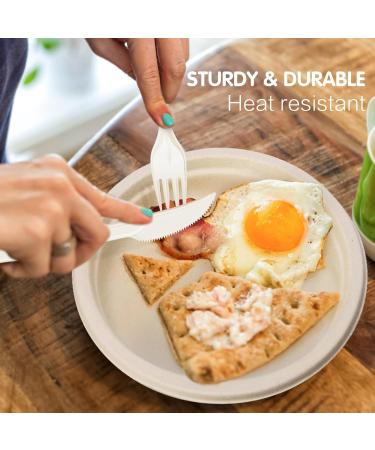 Gezond Compostable Knives 150 Count White Heavy-duty Knives 7.1 Inch Disposable Cutlery Set Biodegradable Utensils for Party Supply 150pcs Knives 7.1" - Buy Online on GoSupps.com