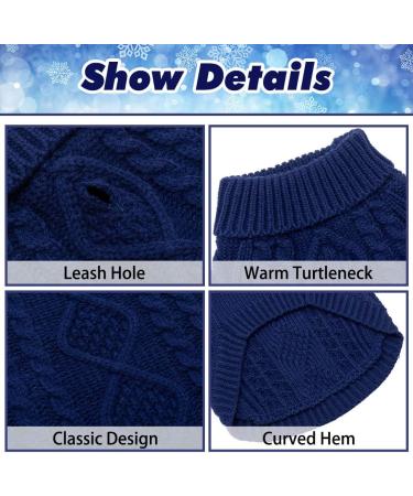 BINGPET Turtleneck Dog Jumper - Classic Cable Knit Sweater for Dogs Cats - X-Small Navy Blue | Warm Winter Pet Clothes - Buy Online on GoSupps.com