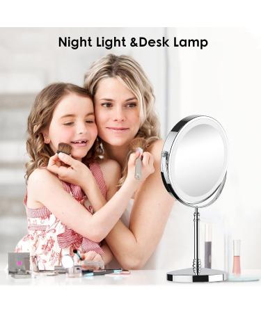 Rechargeable Lighted Makeup Mirror with 8x Magnification - 360 Rotation, Touch Screen, 3 Colors, Adjustable Brightness - Double Sided Vanity Mirror for Cosmetic Applications - Buy Online on GoSupps.com
