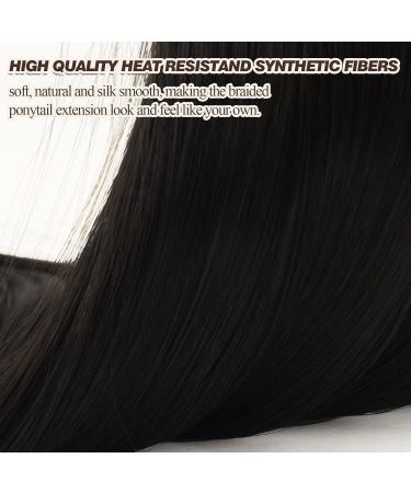 BARSDAR 86cm Braided Ponytail Extension - Soft Synthetic Hair Darkest Brown DIY Hair Piece for Women - Buy Online on GoSupps.com