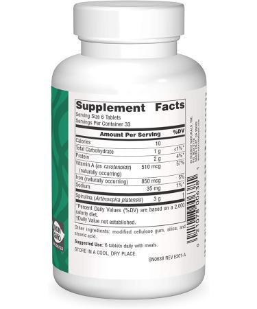 Source Naturals Spirulina 500 mg - 200 Tablets | Premium Superfood for Energy & Immunity - Buy Online on GoSupps.com