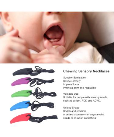 5pcs Sensory Chew Necklace | Oral Motor Aids for Anxiety Relief | Silicone Teether for ADHD & Autism | Food Grade Safety - Buy Online on GoSupps.com