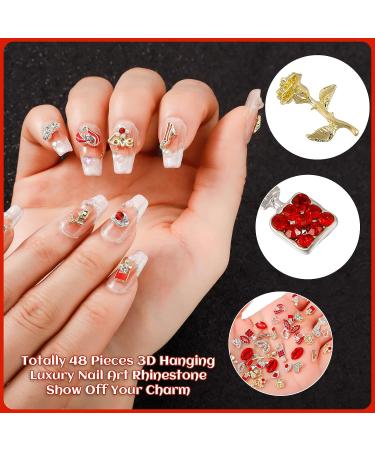 48 Pcs 3D Nail Art Rhinestone Charms for Valentine's Day - Queen King Nail Glitter Gems for Women and Girls DIY Nail Design - Buy Online on GoSupps.com