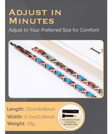 Jeracol Copper Magnetic Bracelet for Women - Lymphatic Drainage & Healing Stones - Adjustable Length - Gift Box Included - Buy Online on GoSupps.com
