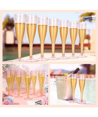 Honeydak 60 Pack Rose Gold Glitter Plastic Champagne Flutes - Elegant Disposable Toasting Glasses for Wedding & New Years Parties - Buy Online on GoSupps.com