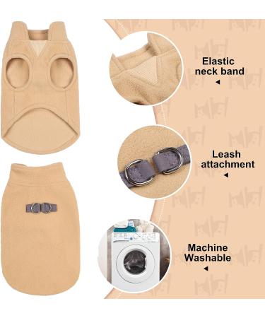 BEAUTYZOO Dog Fleece Vest Sweater | Winter Jacket for Small & Medium Dogs | D-Ring Leash & Hoodie | Cold Weather Coat for XS, S, M Boys & Girls - Beige - Buy Online on GoSupps.com