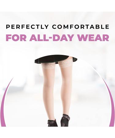 ITA-MED Sheer Compression Stockings - 23-30 mmHg Thigh High Closed Toe, Nude, Large - Buy Online on GoSupps.com