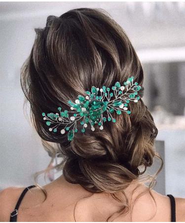 Campsis Green Crystal Wedding Hair Comb - Bridal Hair Accessory for Women and Bridesmaids - Buy Online on GoSupps.com