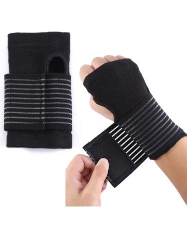Yoezuo Hand Wrist Braces 2 Pack Elastic Breathable Wrist Band with Strap Support for Carpal Tunnel Arthritis Tendonitis Hand Pain Relief Men/Women Right & Left (Black)