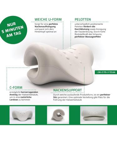 Neck Extensor Cushion - Innovative Neck Massage Device for Pain Relief | Extra Exercise Guide from German Physiotherapists - Beige/Gray - Buy Online on GoSupps.com