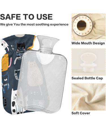 Hot Water Bottles with Cartoon Cat Cover - 2L Heating Bag for Pain Relief Sore Muscles & Arthritis - Buy Online on GoSupps.com