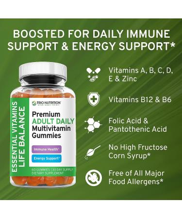 Adult Daily Multivitamin Gummy with Vitamins C & Zinc | Immune & Energy Support for Men & Women | Non-GMO & Gluten-Free - Buy Online on GoSupps.com