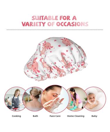 Reusable Axolotl Shower Cap for Women and Kids - Double Layer Waterproof Hair Protector - 1 Pack - Buy Online on GoSupps.com