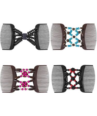 6 Pieces Beads Hair Combs - Magic Elastic Double Clips for Women Girls - DIY Hair Styling Tool - Buy Online on GoSupps.com