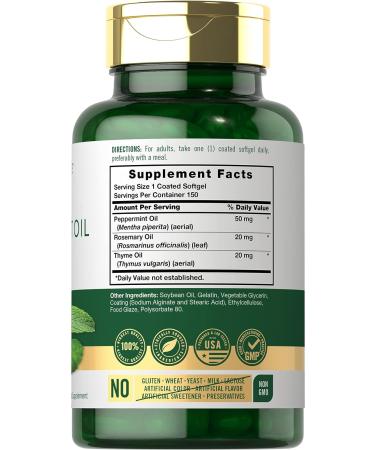 Peppermint Oil Capsules Softgels | 150 Count Supplement | with Rosemary and Thyme | by Carlyle - Buy Online on GoSupps.com
