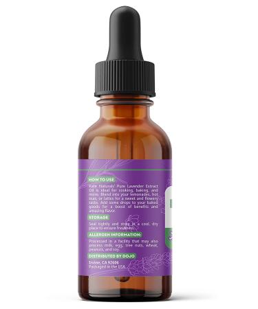 Lavender Extract (1oz) by Kate Naturals - 100% Natural & Vegan Flavoring for Baking & Drinks | Gluten-Free Edible Oil - Culinary Lavender Extract - Buy Online on GoSupps.com