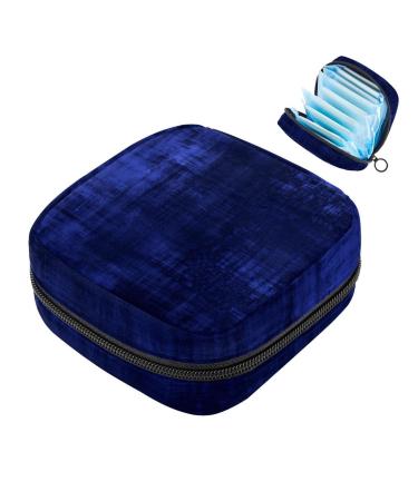 Menstrual Pad Bag with Zipper Ladies Napkin Pouch Tampons Collection Bag for Women and Girls (Blue Background)
