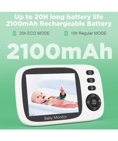 Pasuidu 3.2 inch Baby Monitor with Camera 2.4 GHz Eco Mode Lullabies 2x Zoom Temperature Display & VOX | International Shipping - Buy Online on GoSupps.com