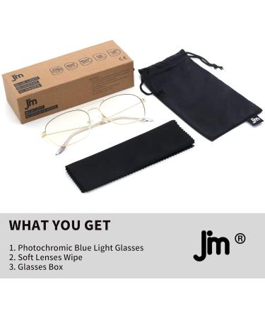 Jm Plane Blue Light Blocking Glasses - Anti-Glare Computer Eyewear for Men & Women - Stylish Gold Frame & Gray Lens - Buy Online on GoSupps.com