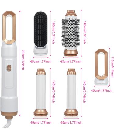 5-in-1 Hot Air Comb | Multi-Function Hair Styling Tool for Straight & Curly Hair | White | International Shipping - Buy Online on GoSupps.com