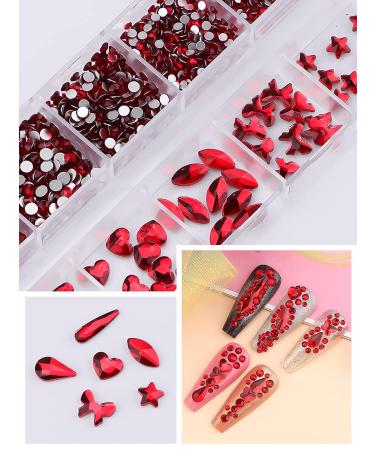 Kalolary Green Nail Rhinestones | Christmas 3D Flatback Red Crystal Charm Stones | Tweezer & Picker Set | DIY Acrylic Nail Art Decoration - Buy Online on GoSupps.com