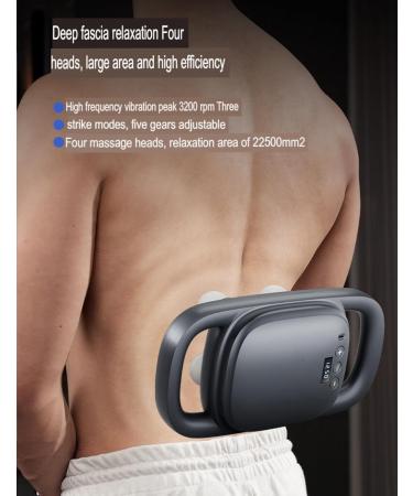 Military-Grade Electric Massage Gun - 4 Heads 5 Gears 2 Modes | Portable Deep Tissue Hand Massager for Neck Back Legs & Shoulders (Black) - Buy Online on GoSupps.com