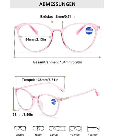 Lanomi Round Reading Glasses for Women - Blue Light Filter TR90 Frame Fashion Cateye 1.5 Dioptria - International Shipping Available - Buy Online on GoSupps.com