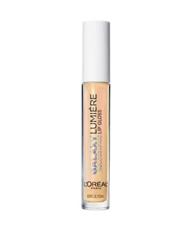 L'Oreal Paris Makeup Infallible Galaxy Lumiere Holographic Lip Gloss  Loaded with Iridescent Pearls  Wear Alone or as a Topper to your Favorite Lipstick  Ethereal Gold  0.1 fl  oz. Ethereal Gold 0.1 Fl Oz (Pack of 1)
