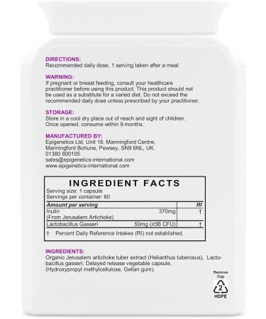 Lactobacillus Gasseri | 5 Billion CFU Probiotic + Jerusalem Artichoke Prebiotic (Inulin) | 60 Vegan Delayed Release Capsules UK Made | 2 Month Supply - Buy Online on GoSupps.com