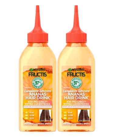 Garnier Garnier Fructis Hair Drink Pineapple Lamellar Balm for Long and Off Hair Detangling Action Cleanses Nourishes Moisturizes 2 x 200 ml Bottles