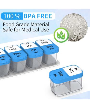XL Weekly Pill Organizer 2x a Day | 7 Day AM PM Pill Box | Jumbo Medicine Case Blue - Buy Online on GoSupps.com