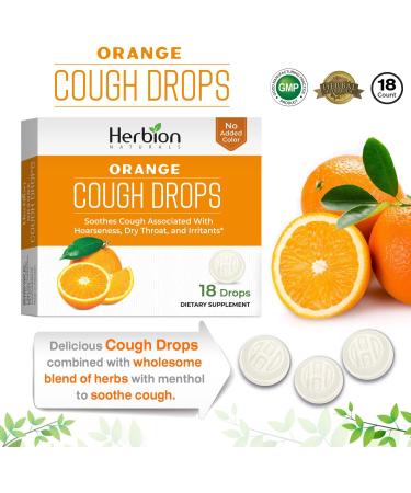 HERBION Naturals Cough Drops with Natural Orange Flavor Dietary Supplement Soothes Cough for Adults and Children Over 6 Years 18 Drops Pack of 6 - Buy Online on GoSupps.com
