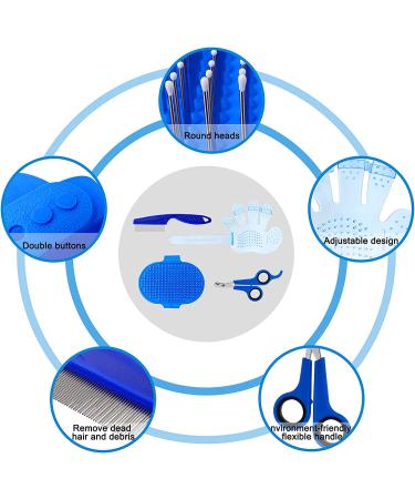 Bunny Grooming Kit: Rabbit Brush, Hair Remover, Nail Clipper, Comb & Bath Brush in Blue - Buy Online on GoSupps.com