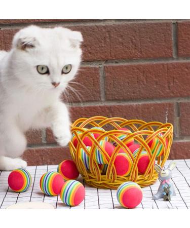 VOVIGGOL 12 Pack 2 Color Rainbow Cat Toy Balls Soft EVA Foam Interactive Indoor Kittens Favorite Toys 1.38" Dia. Small Dogs Puppies Toy Balls Bulk Activity Chase Quiet Play Sponge Ball 12Pcs/ 2 Type Color - Buy Online on GoSupps.com