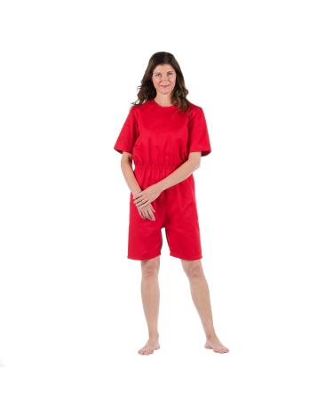 4Care tear-resistant care body for women and men short arm/short leg with safety zipper in the back M light red