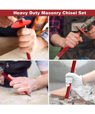 CYEAH 12 Inch Heavy Duty Masonry Chisel Set  4 PCS Chisels Set with Hand Protection  2 PCS Flat Chisel & 2 PCS Pointed Chisel for Concrete/Mason/Stone Demolishing Carving Splitting Breaking - Buy Online on GoSupps.com