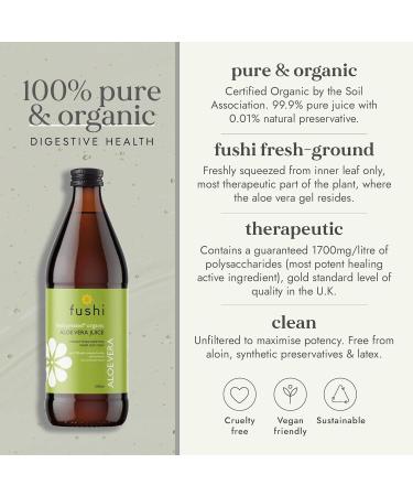 Fushi Organic Cold-Pressed Aloe Vera Juice 1000ml - Vegan Society Approved | UK Made - 1L (Pack of 1) - Buy Online on GoSupps.com