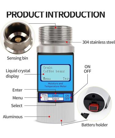 LBMED Grain Humidity Tester Digital Grain Moisture Meter with 37 Measurement Types 0.5% Measurement Error and Without Weighing for Been Rice Wheat Millet Soybean Maize - Buy Online on GoSupps.com