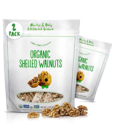 Organic Walnuts Unsalted 2 Pack (2LBS/16oz bags) Natural Shelled Walnut Halves & Pieces | Raw Organic Walnuts | Unsalted For Snacking, Baking, Topping | Non-GMO, No Preservatives