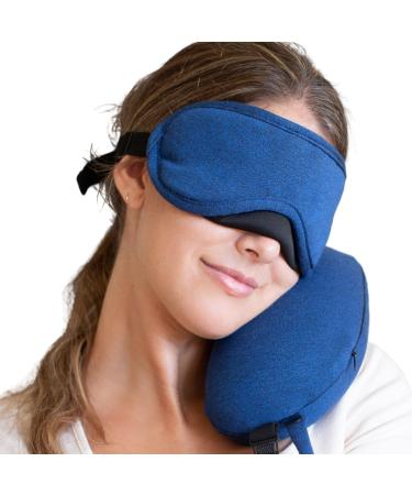 2 in 1 Neck Pillow with Eye Sleep Mask for Women and Men - Memory Foam Neck Pillow Travel Eye Sleep Masks for Men - Adjustable Pillow with Eye Sleeping Mask - Sleep Eye Masks for Women with Pillow